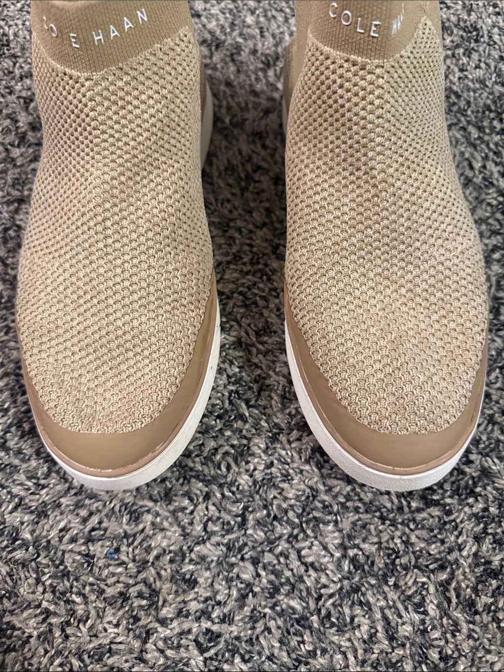 Cole Haan Women’s 7 GrandPro Knit Slip-On Sneakers Tan Beige